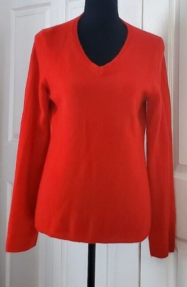 Peck & Peck Women's 100% 2 Ply Cashmere Sweater Size Medium Red Long Sleeve EUC - Picture 2 of 6